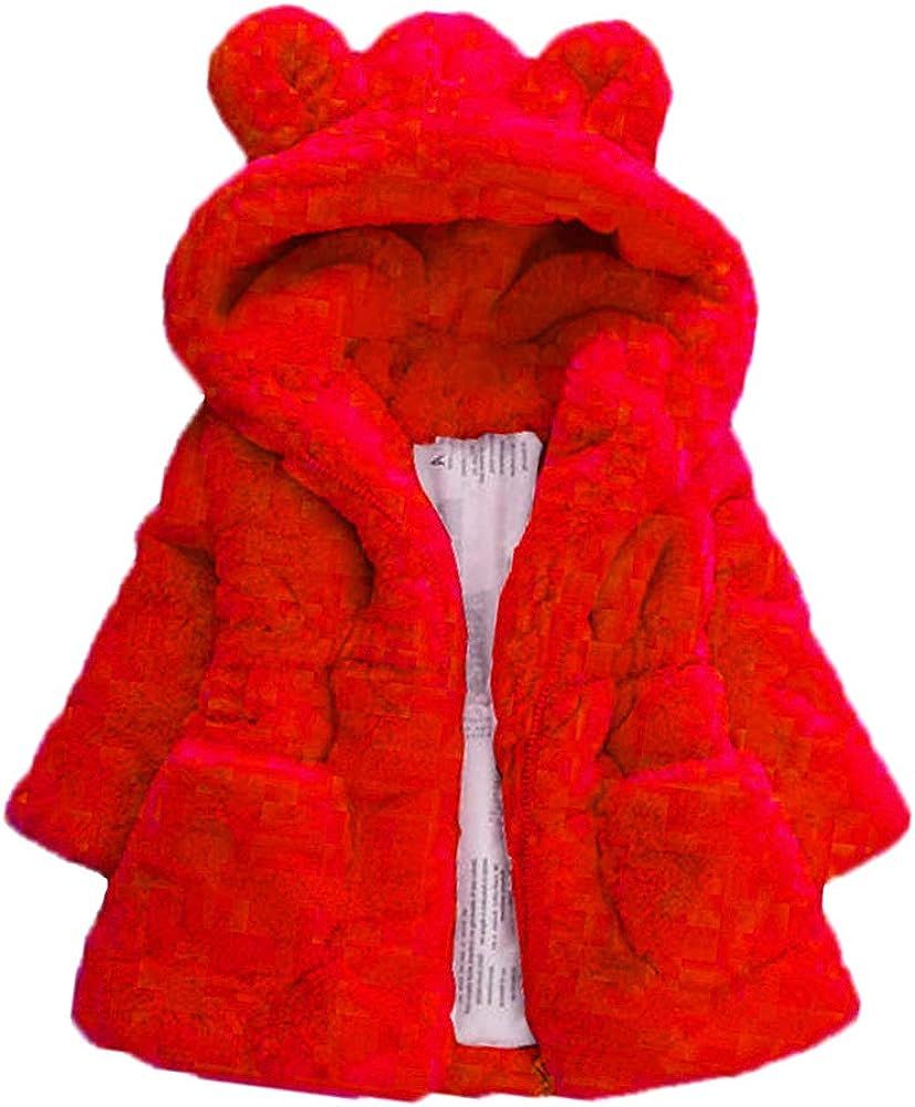 Girls Winter Warm Coats Ear Hooded Faux Fur Fleece Jacket | Amazon (US)
