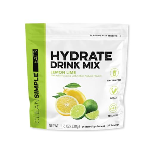 Clean Simple Eats Lemon Lime Hydration Drink Mix with Natural Electrolytes, 30 Servings | Amazon (US)