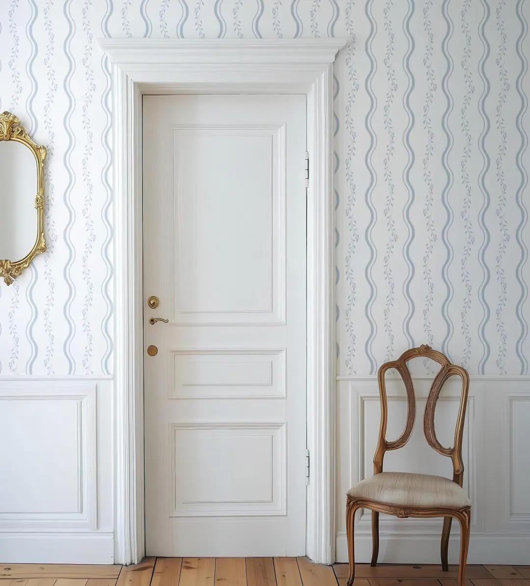 French Country Light Blue Stripe Wallpaper - Grandmillennial Cottagecore Decor - Removable Peel a... | Etsy (US)