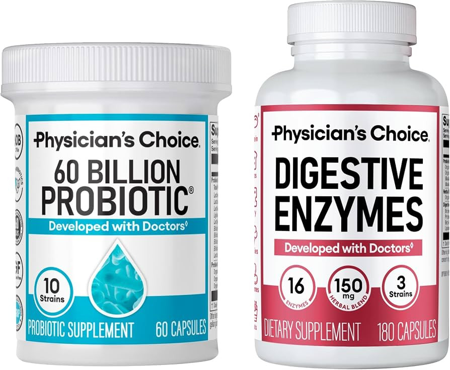 Physician's CHOICE Advanced Gut Health Bundle: 60 Billion Probiotics 60ct + Digestive Enzymes 180... | Amazon (US)