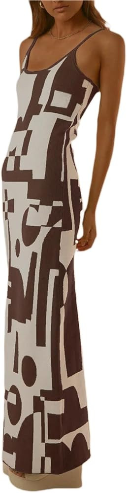 Fabumily Sexy Knit Bodycon Dress for Women Sleeveless Spaghetti Strap Cut Out Maxi Dress Backless... | Amazon (US)