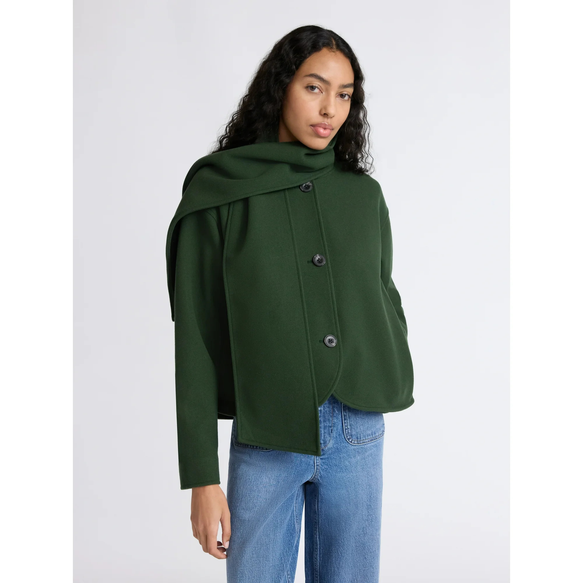 Free Assembly Women's Faux Wool Jacket with Scarf, Sizes XS-XXL | Walmart (US)