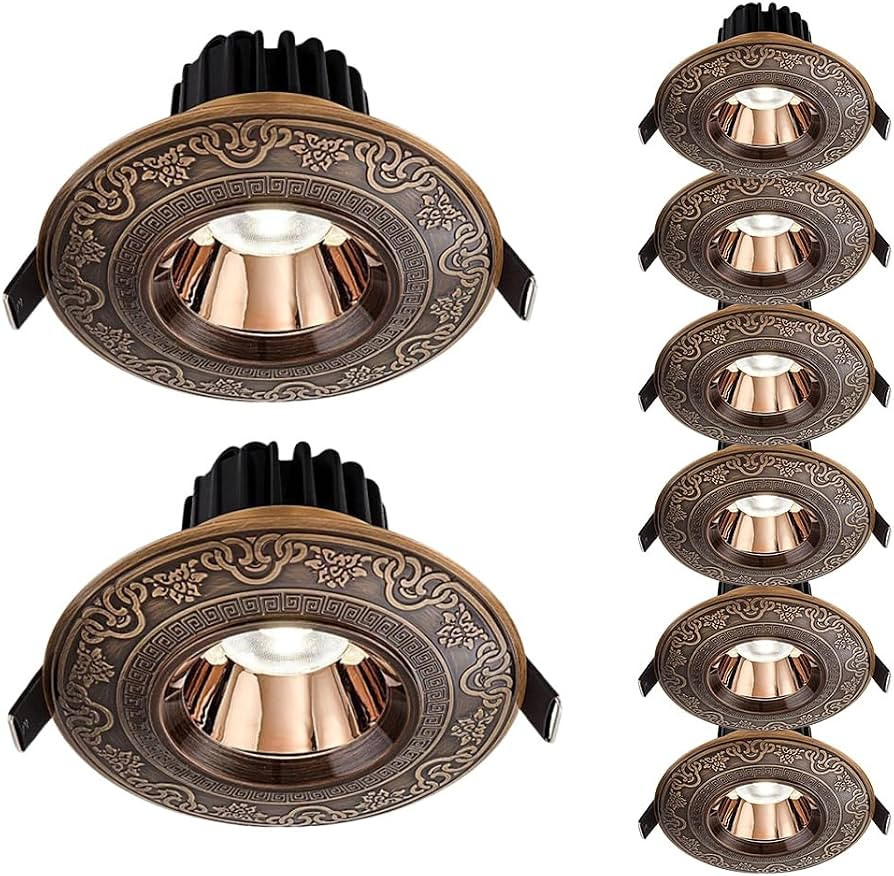 8 Pack Brushed Brass Downlight,7W Round Recessed Light Fixtures Dimmable Daylight Retrofit Downli... | Amazon (US)