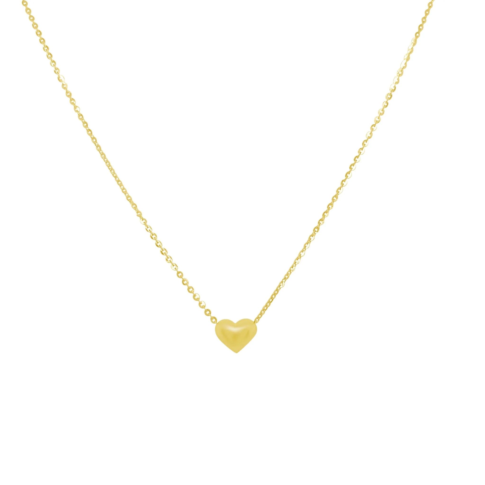 Gold Puffy Heart Necklace | LINDSEY LEIGH JEWELRY