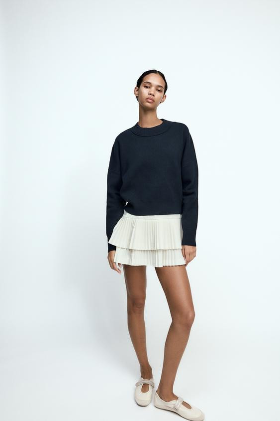 PLEATED SLEEVE KNIT SWEATSHIRT | Zara UK