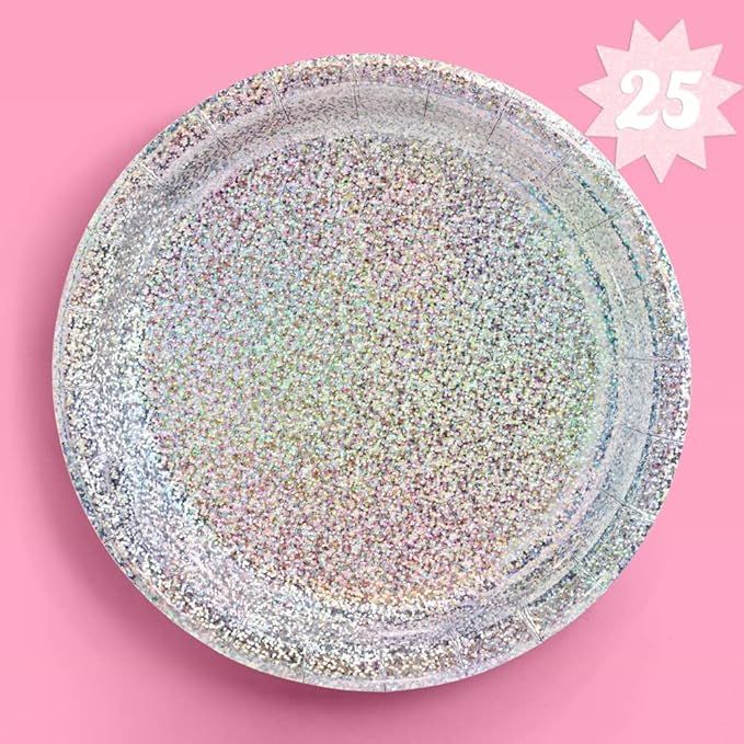 xo, Fetti Holographic Foil Plates - 25 pack | Happy Birthday Party Decorations, Holiday Party, Co... | Amazon (US)