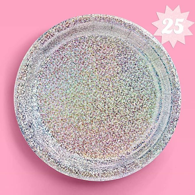 xo, Fetti Holographic Foil Plates - 25 pack | Happy Birthday Party Decorations, Holiday Party, Co... | Amazon (US)