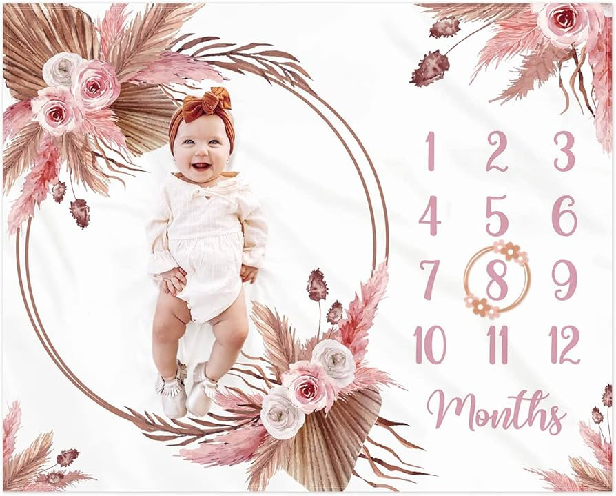 Eunikroko Floral Boho Baby Monthly Milestone Blanket Little Girl Bohemian Photo Prop Blanket Pamp... | Amazon (US)