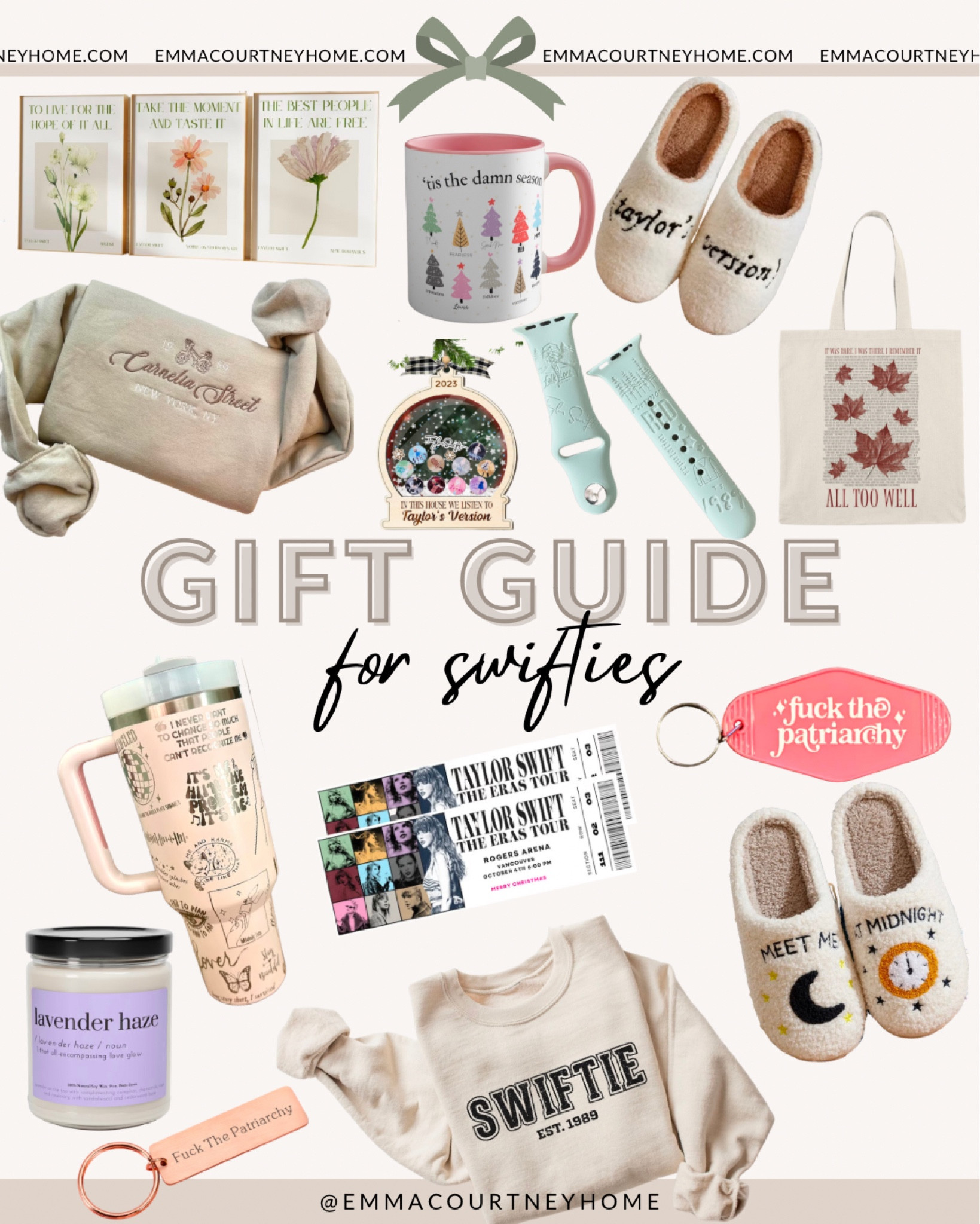 Gift guide perfect for the Taylor Swift lovers in your life! Swiftie sweater shirt, Stanley cups, slippers, lavender haze candle, keychains, art, mugs and more all from Etsy and small businesses 

#LTKfindsunder100 #LTKGiftGuide #LTKHoliday