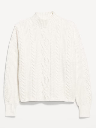 SoSoft Cropped Mock-Neck Cable Sweater | Old Navy (US)
