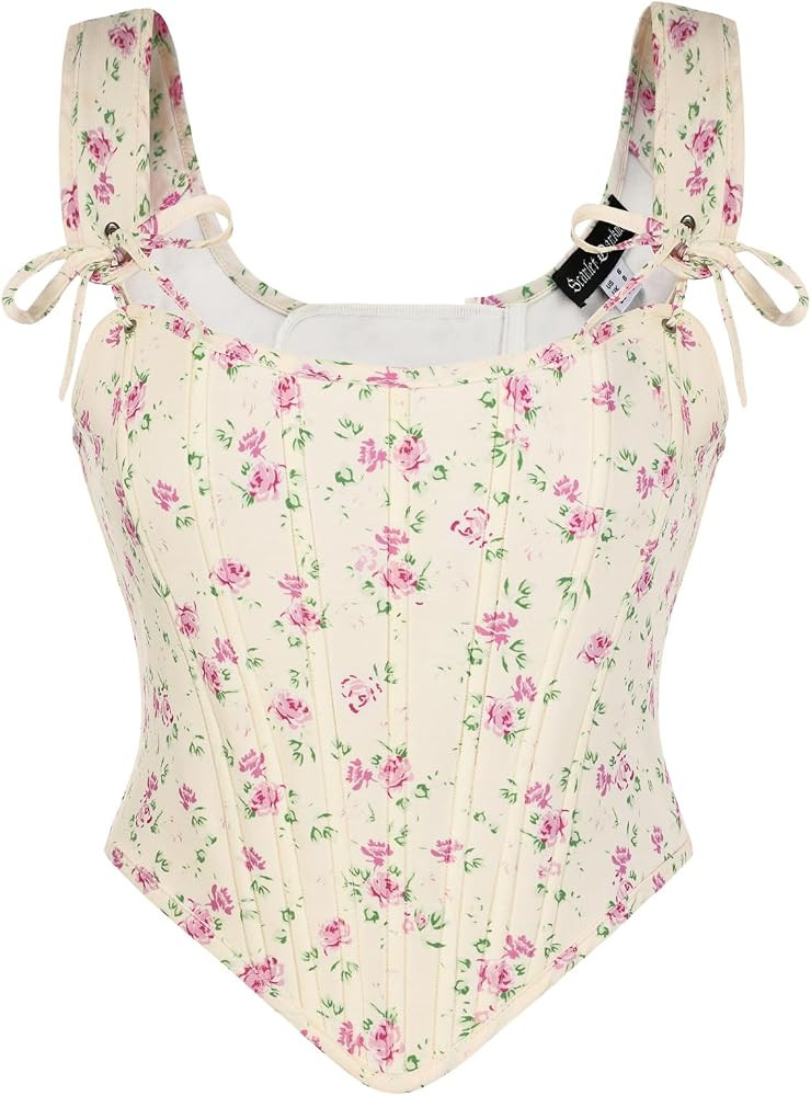 SCARLET DARKNESS Women's Corset Top Renaissance Lace-up Floral Corsets Vintage Cottagecore Overbu... | Amazon (UK)