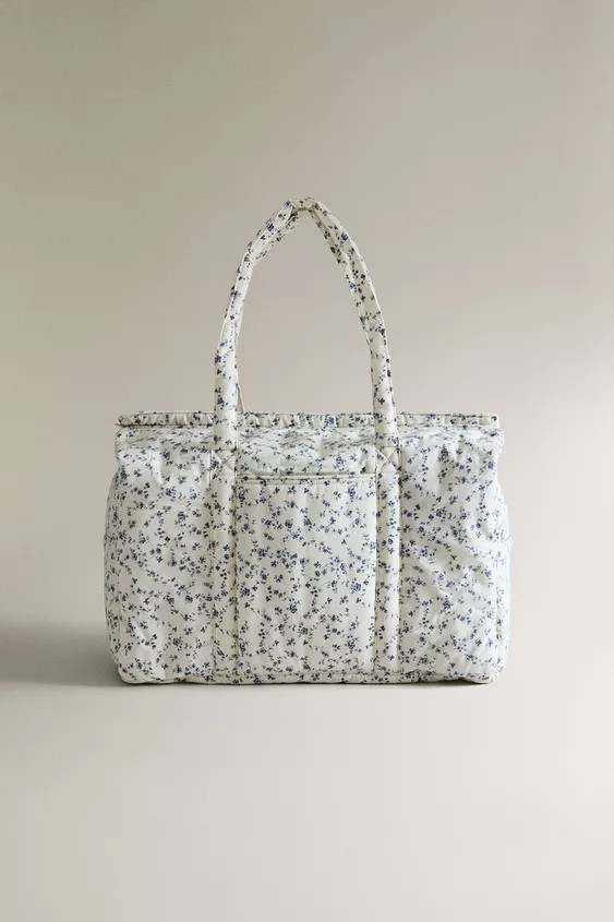 BLUE FLORAL COTTON MATERNITY BAG | Zara UK
