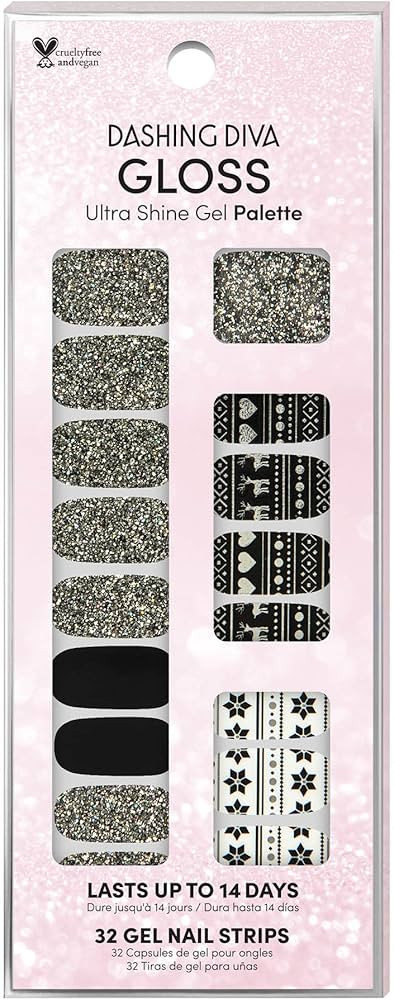 Dashing Diva Gloss Holiday Nail Strips - Blitzen's Ball | UV Free, Chip Resistant, Long Lasting G... | Amazon (US)