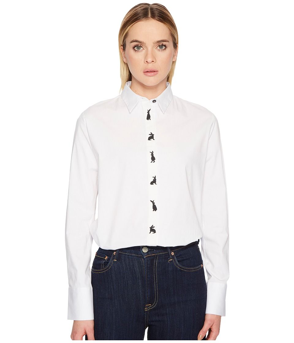 Paul Smith - Woven Bunny Print Shirt (White) Women's Clothing | Zappos