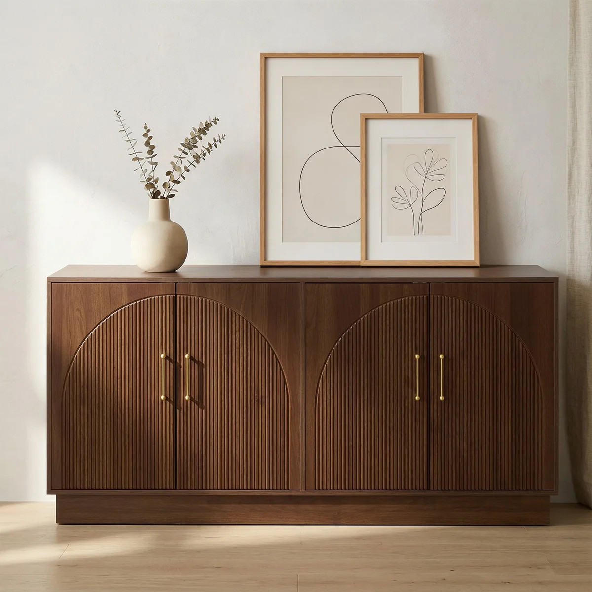 65" Mid-Century Modern TV Stand with Storage, Media Console Fits TVs up to 75", Walnut Brown | Wayfair North America