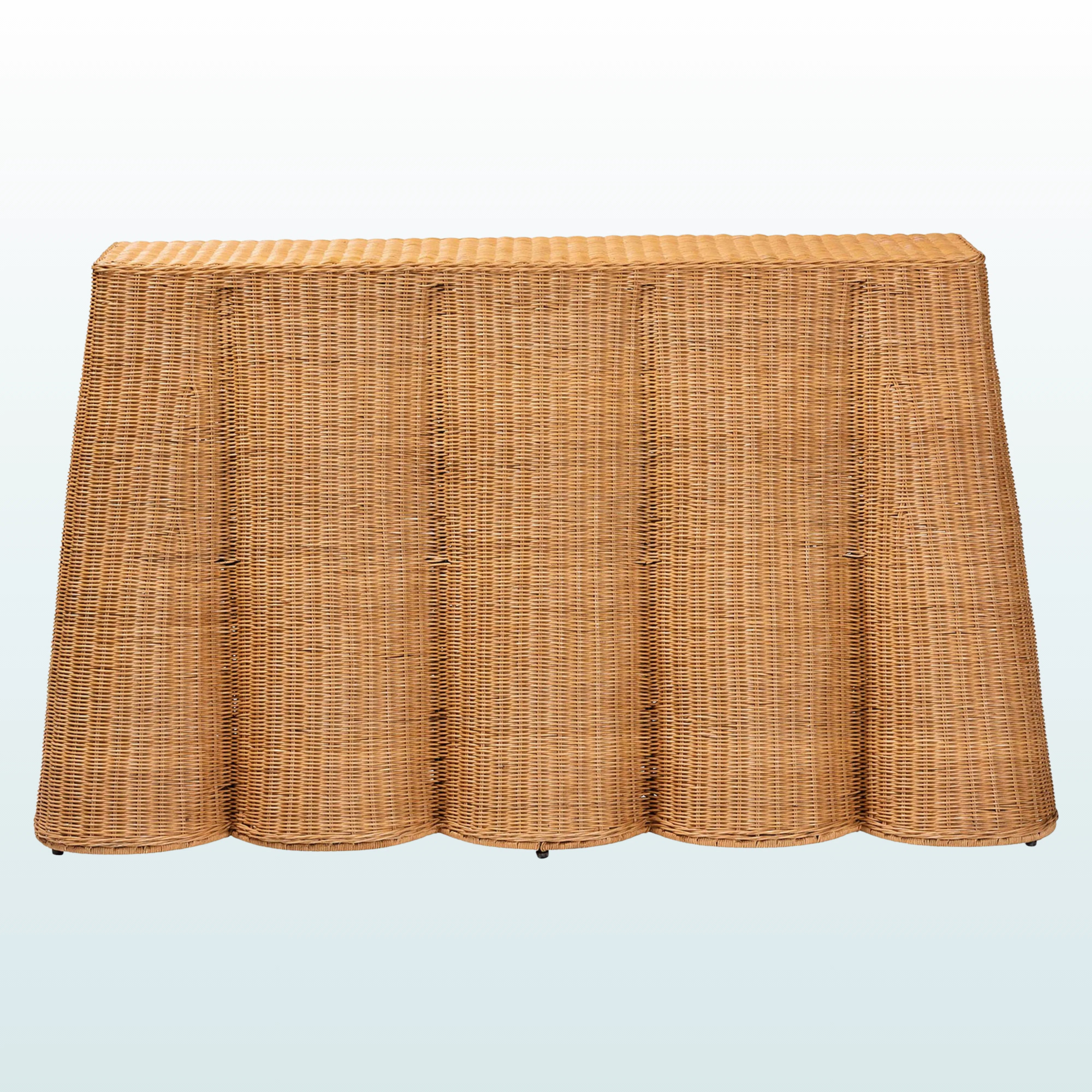 Bali & Pari Palm Bohemian Seafoam Green Scallop Rattan Console Table | Wayfair North America