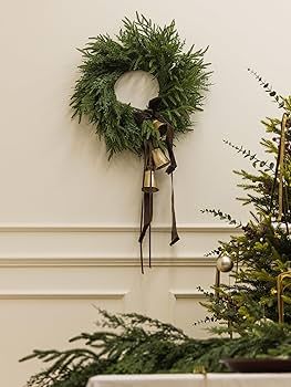 Christmas Wreath - 18 inch Artificial Norfolk Pine Wreath for Front Door - Green Pine Cypress Wre... | Amazon (US)