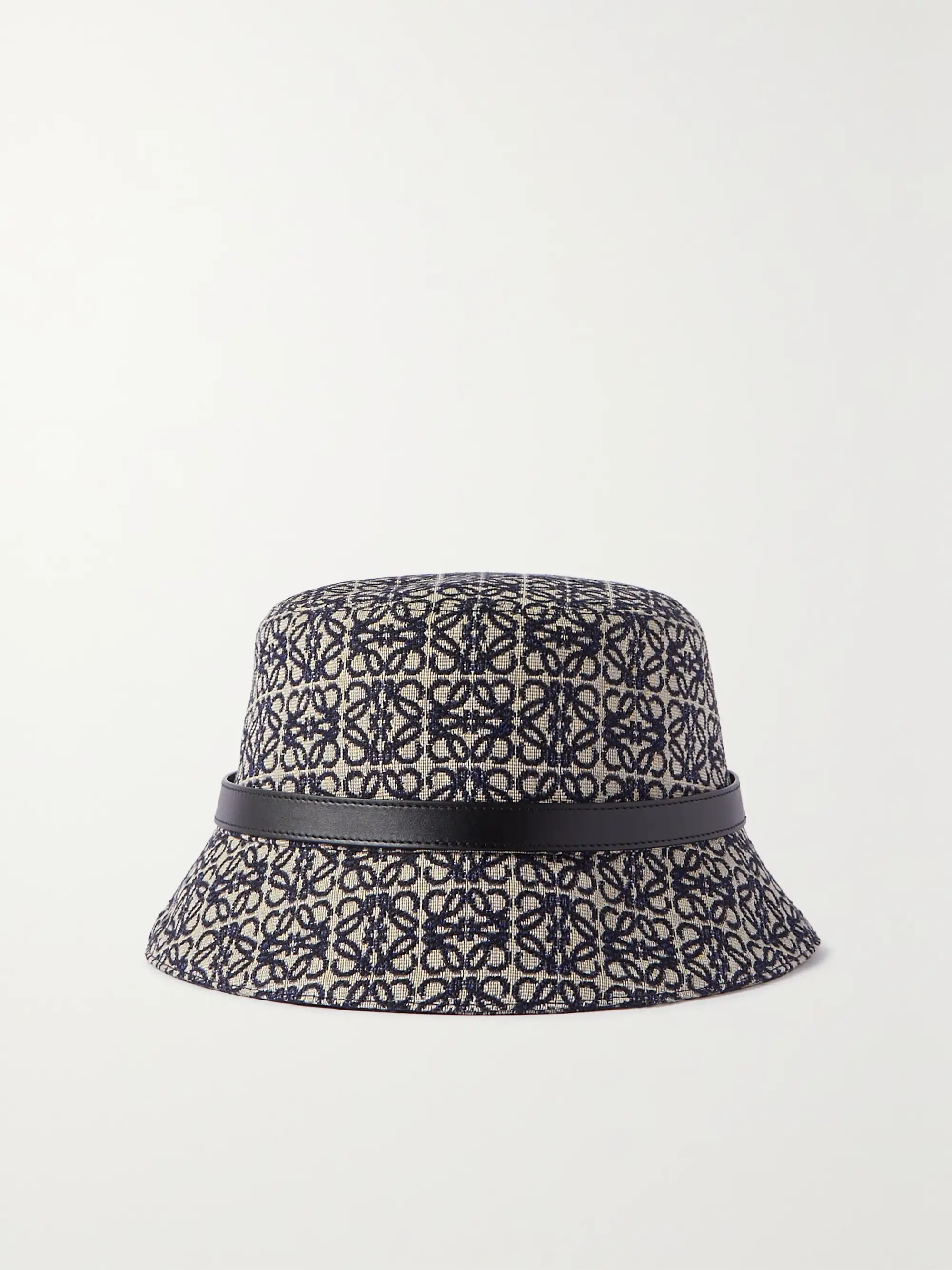 Leather-trimmed cotton-blend jacquard bucket hat | NET-A-PORTER (UK & EU)