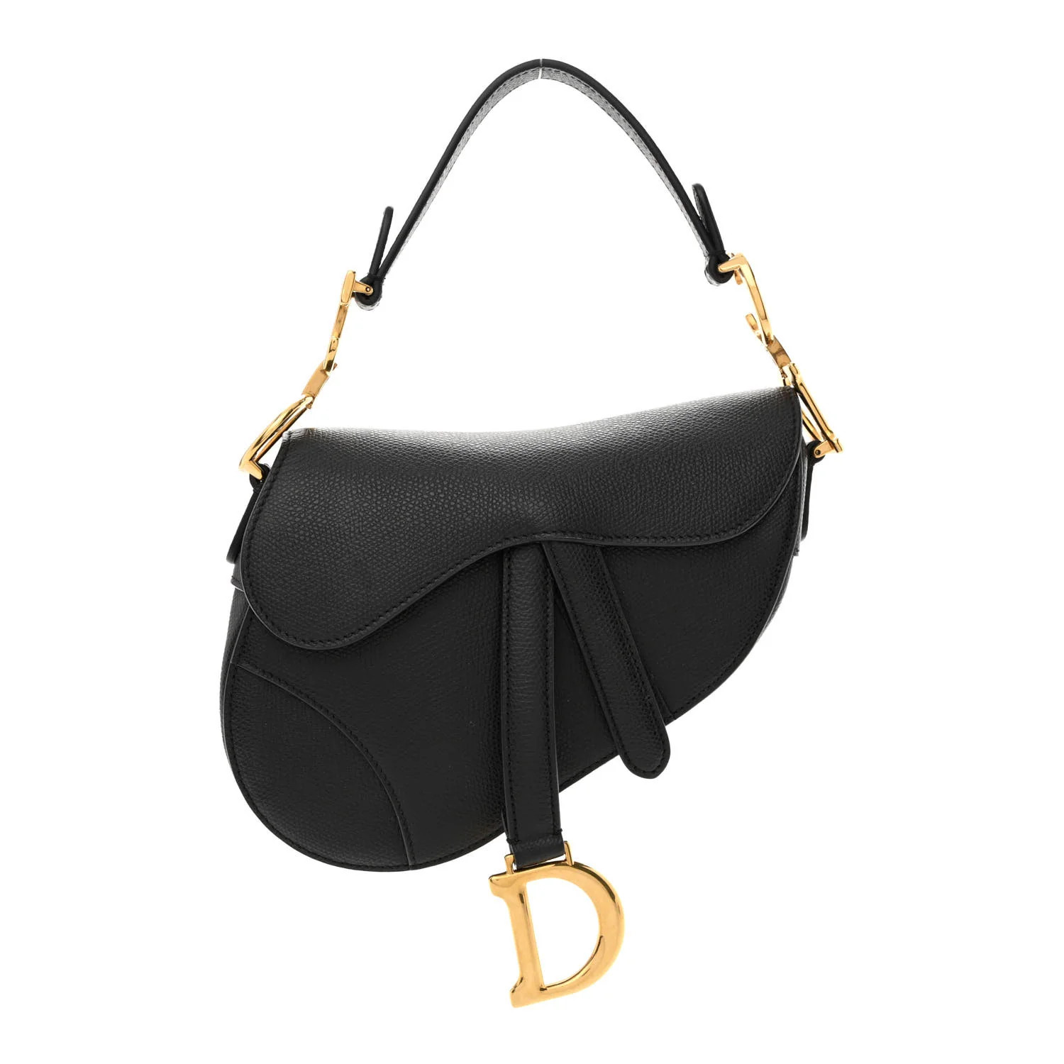 Grained Calfskin Mini Saddle Bag Black | FASHIONPHILE (US)