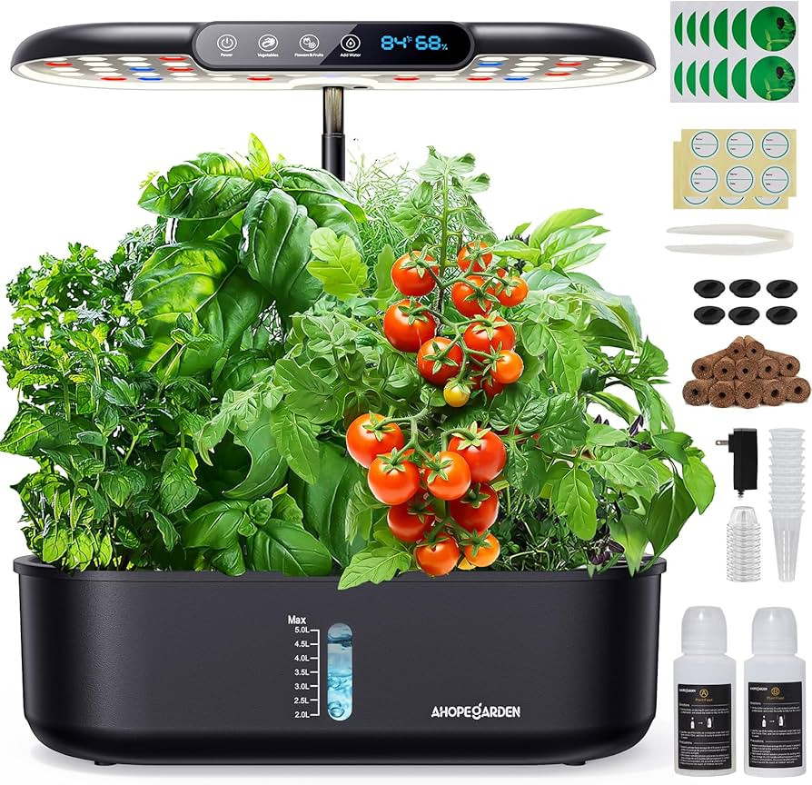 Ahopegarden Hydroponics Growing System kit Indoor Garden, 12 Pods Plant herb Garden with LCD Envi... | Amazon (US)
