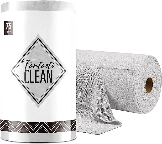 Fantasticlean Microfiber Cleaning Cloth Roll -75 Pack, Tear Away Towels, 12" x 12", Reusable Wash... | Amazon (US)