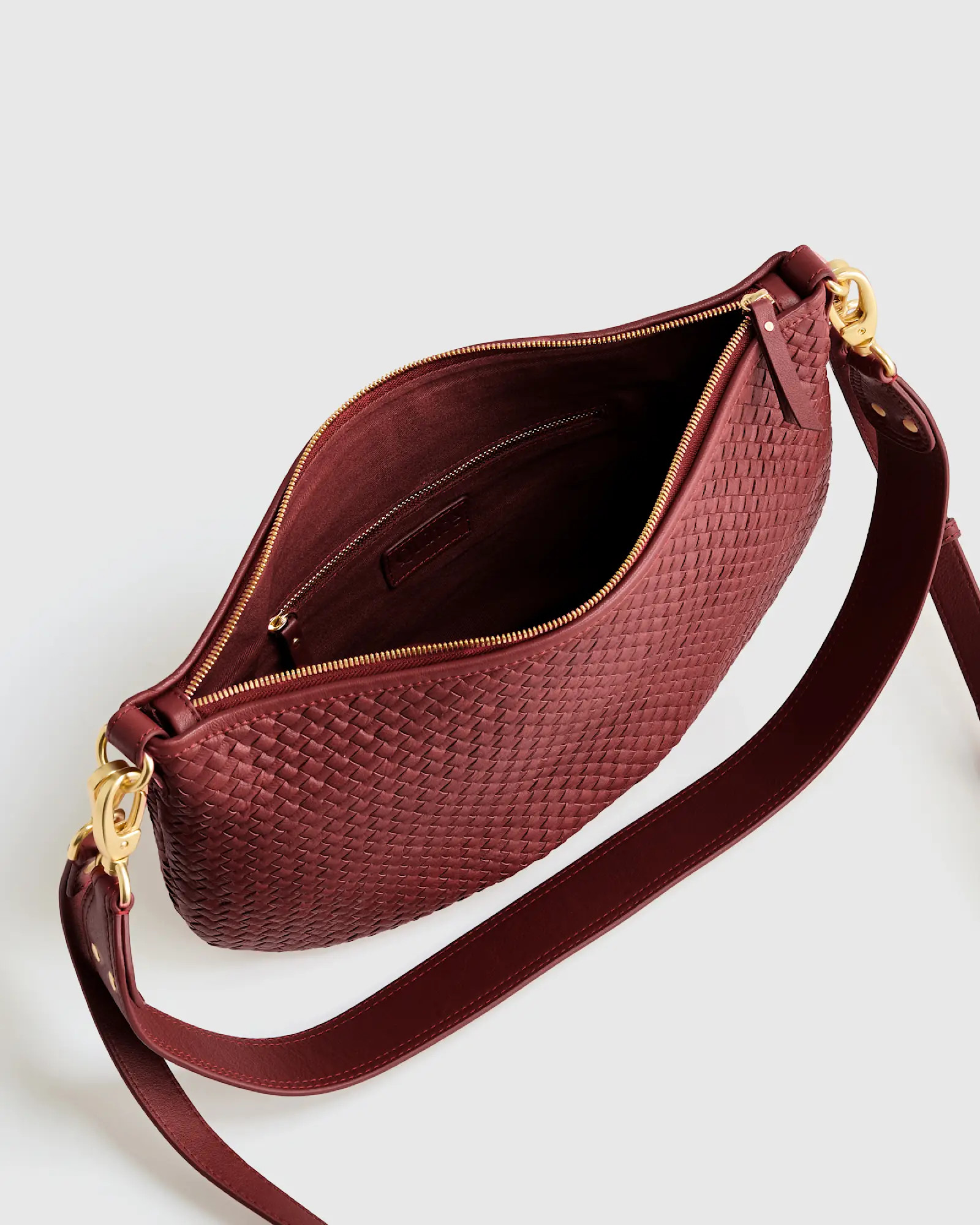 Italian Leather Convertible Crescent Handwoven Shoulder Bag | Quince