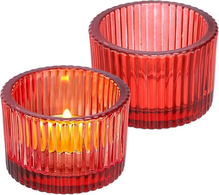 2 Pcs Tealight Candle Holder,Votive Candle Holders Glass Candle Holders Tea Lights Candle Holder ... | Amazon (US)