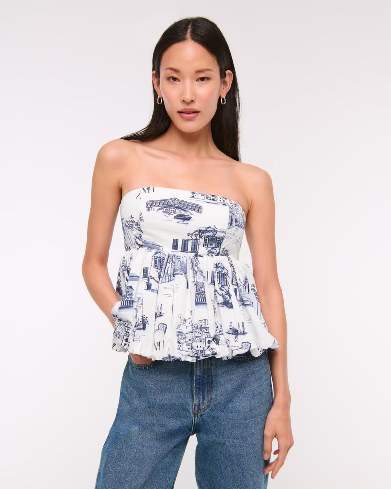 Strapless Bubble Hem Top | Abercrombie & Fitch (US)