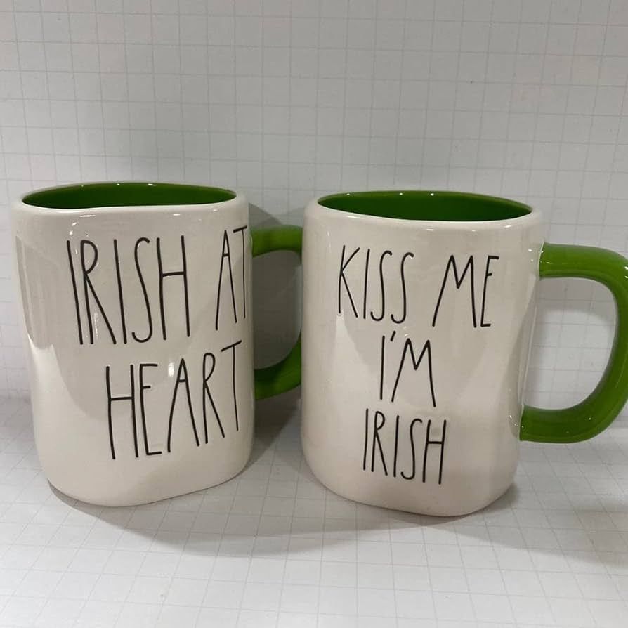 Rae Dunn IRISH AT HEART + KISS ME I'M IRISH Mug - Set of 2 - Saint Patgrick's Day - 16 oz - Dishw... | Amazon (US)