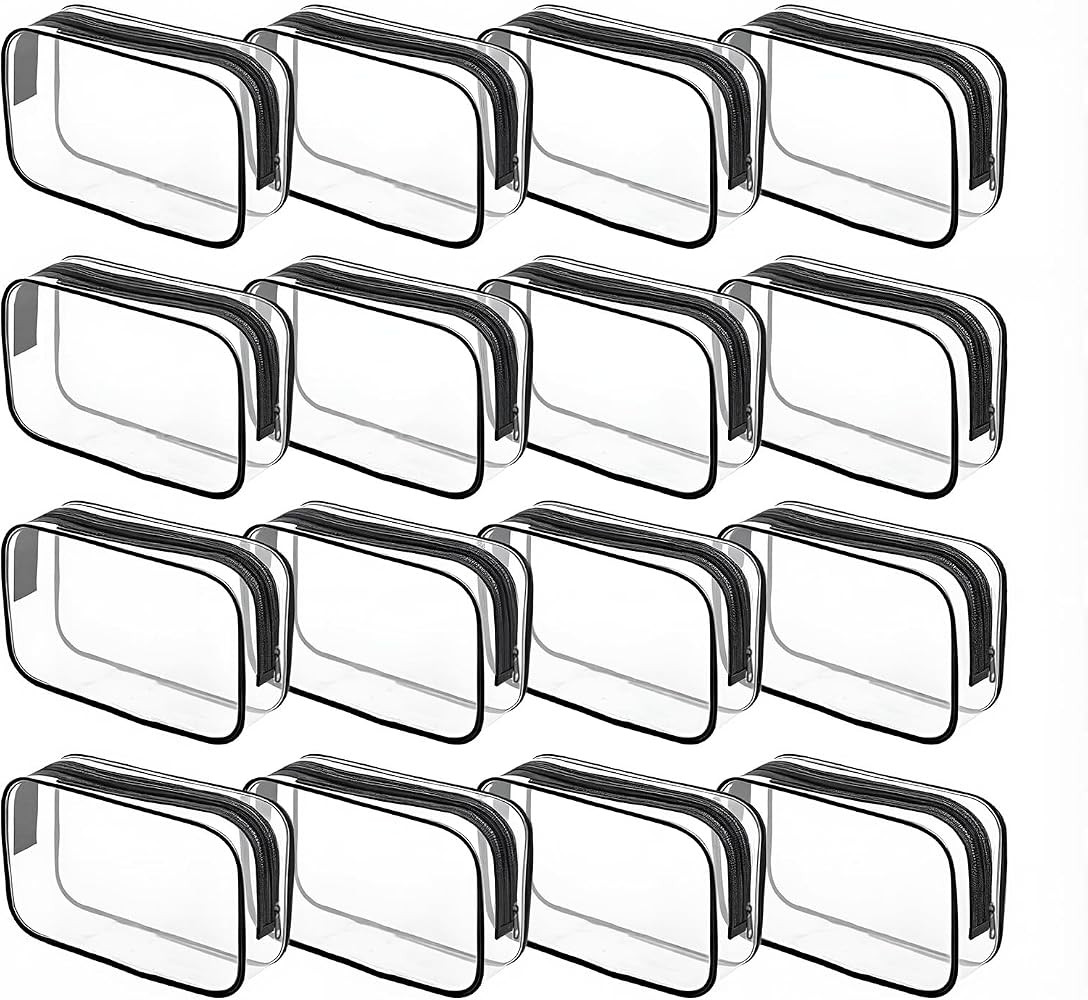 Amazon.com: Dismok 16 Packs Clear Makeup Bag - Waterproof Cosmetic Bag, Portable Travel Makeup Bag with Zipper for Men and Women : Beauty & Personal Care | Amazon (US)
