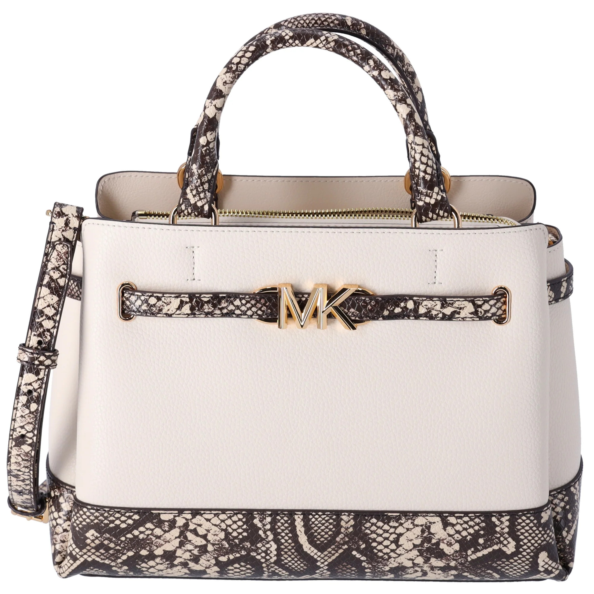 Michael Kors Reed Large Belted Satchel Bag Neutral Python Light Cream Leather | Walmart (US)