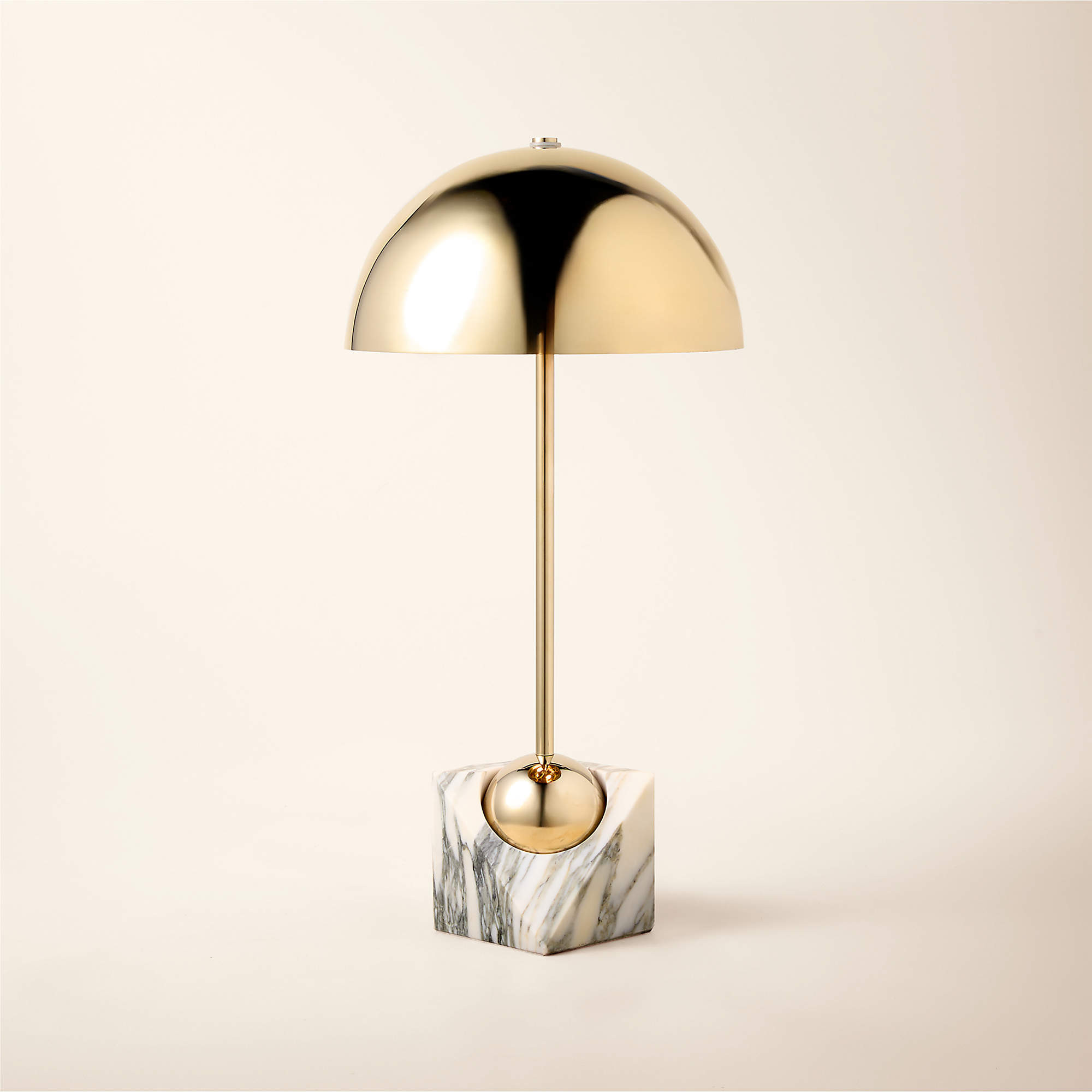 Venus Champagne Brass Metal Dome Table Lamp with White Marble Base + Reviews | CB2 | CB2