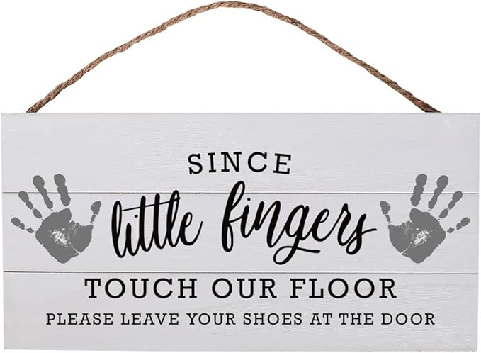 GSM Brands Little Fingers No Shoes Wood Plank Hanging Sign (13.75 x 6.9 Inches) | Amazon (US)