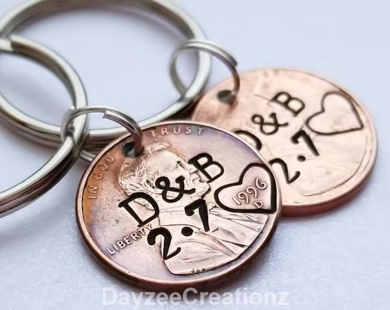 Valentine's Day Gift for Him Personalized Penny Keychain | Etsy | Etsy (US)