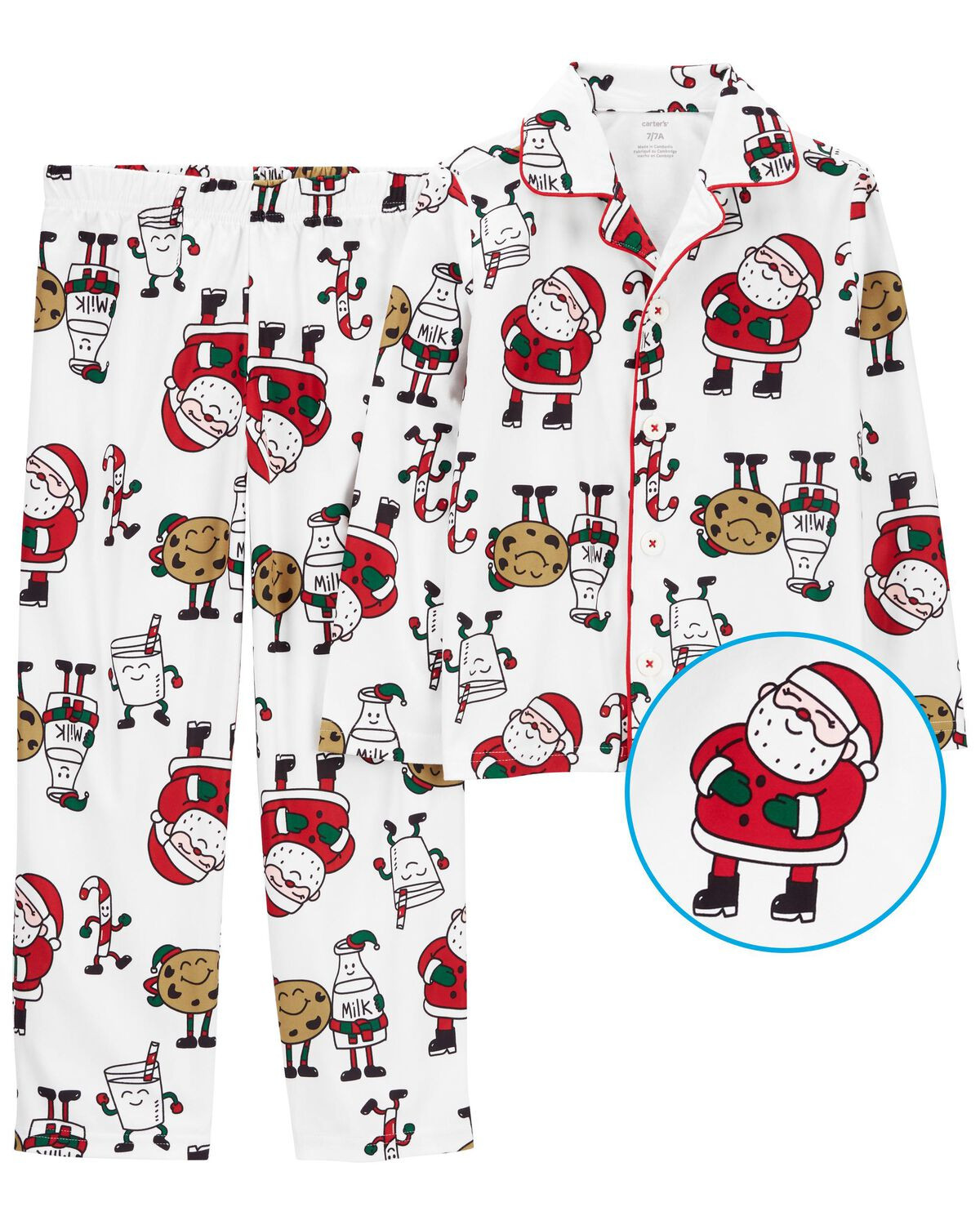 Beige Santa Kid 2-Piece Santa Cookies Coat-Style Pajamas | carters.com | Carter's