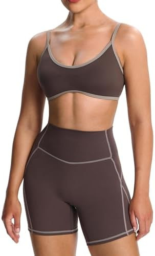 Aoxjox Women's Color Block Workout Sports Bras Fitness Lexi Lined Strappy Bra Athletic Yoga Crop ... | Amazon (US)