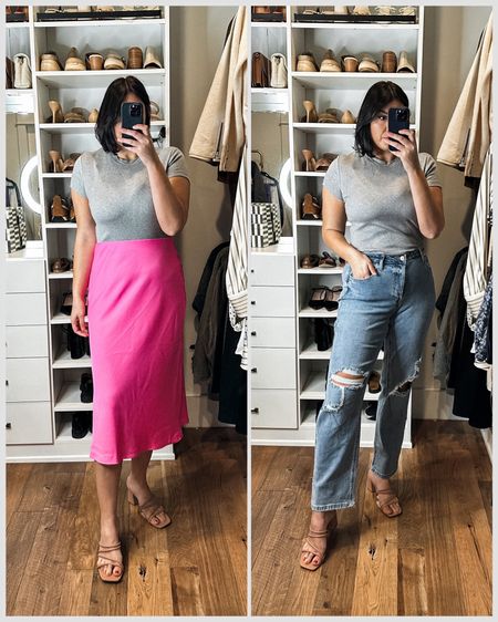Target Haul!

Love this basic ribbed tee. I’m in the large. It’s a fitted tee so size up for a looser fit, true to size for a typical tailored look. Super soft, slightly rubbed, great tee!

The jeans are just ok. Fit is pretty good, slight odd in the mid section. I’m in the 10, fit is true to size with a slouchy look. The fabric is thinner so it did show my underwear lines, curves, etc.

My sandals are from Target! Such a good find! Im in the side 10, my normal size. Comfortable and the straps don’t dig in.

This skirt 💖 I’m in the large but need the medium! It definitely runs TTS! Great find, the color is gorgeous and the fit is perfect. Lovely for Valentines Day!

#LTKunder50 #LTKSeasonal