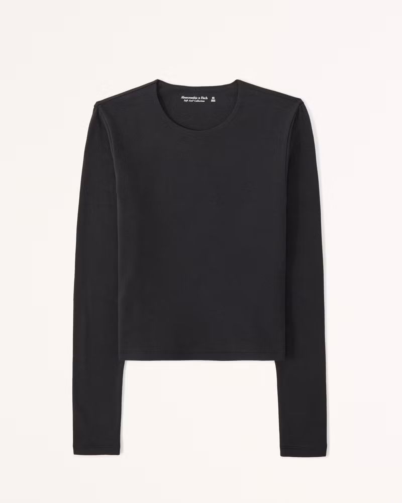 Women's Long-Sleeve Cotton Seamless Fabric Crew Top | Women's Tops | Abercrombie.com | Abercrombie & Fitch (US)