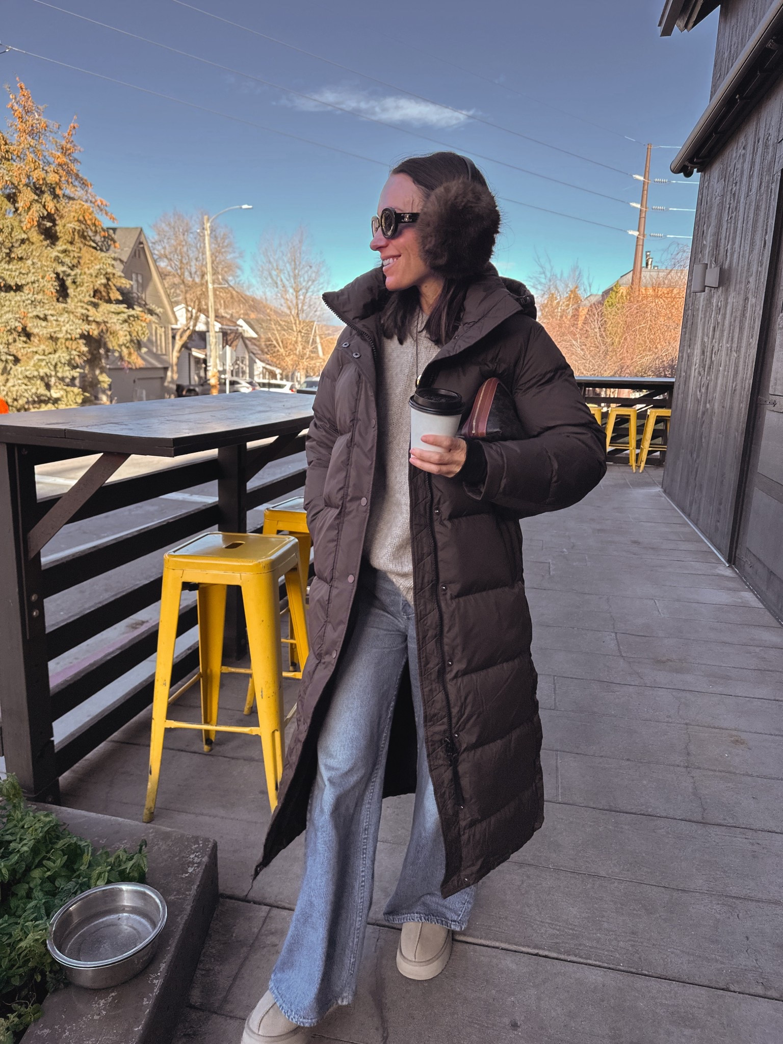 Cozy morning breakfast run 
Puffer jacket is the best. So warm, and not bulky. Love the full length. Runs tts and can easily layer underneath. 

#LTKOver40 #LTKPetite