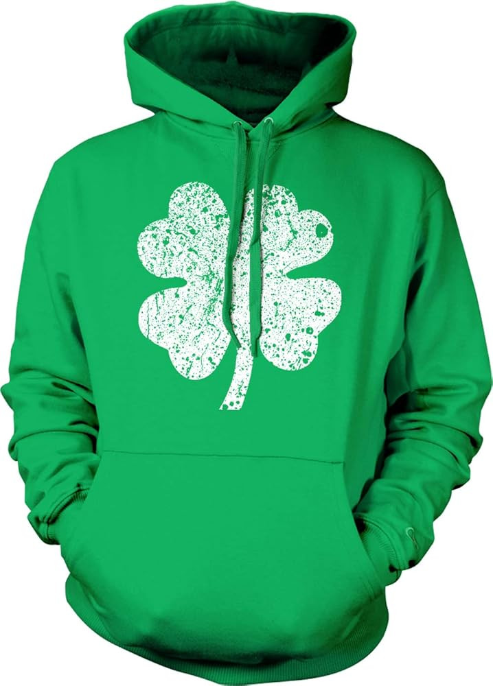 Distressed White Four Leaf Clover Adult Two Tone Hoodie Sweatshirt | Amazon (US)