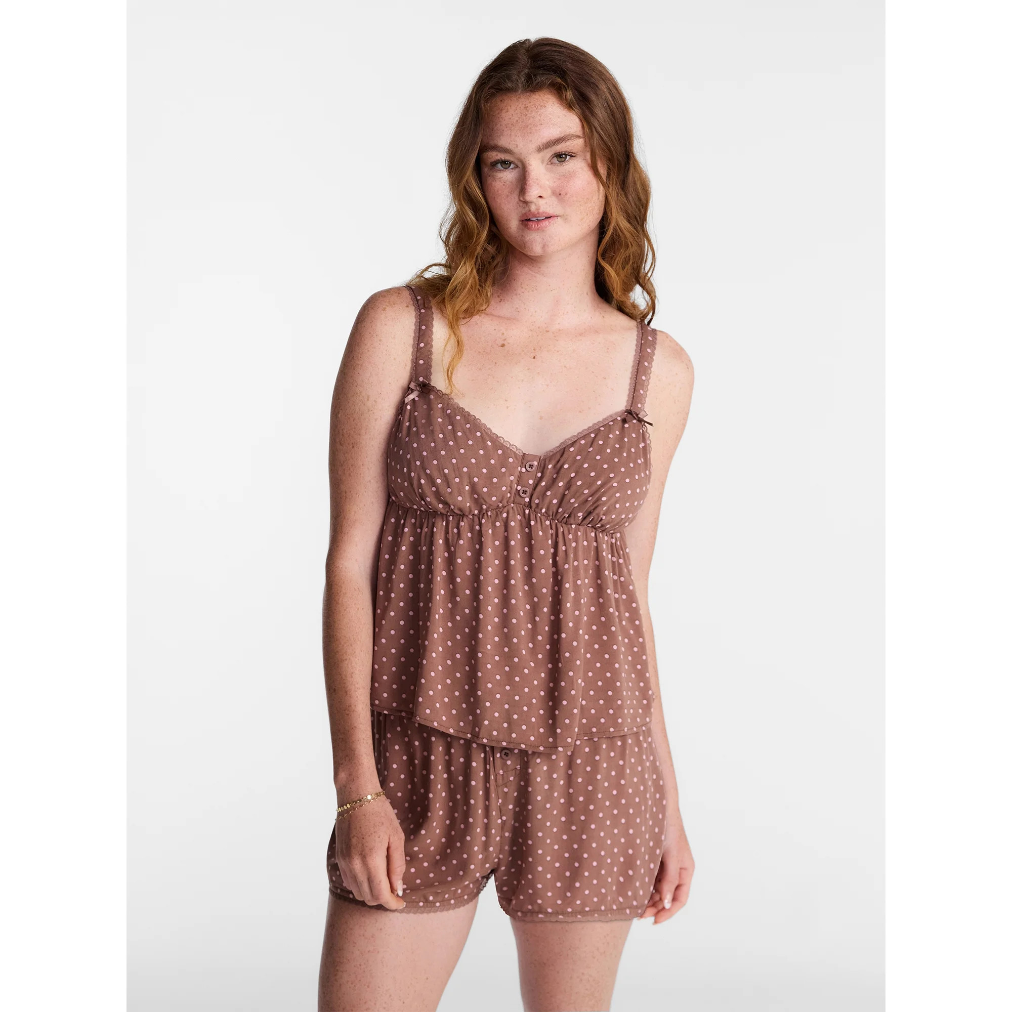 No Boundaries Woven Cami Top and Shorts Sleep Set, 2-Piece, Women's XS-XXL | Walmart (US)