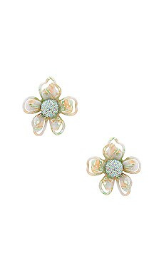 Lele Sadoughi Crystal Azalea Statement Earrings in Ivory Mint from Revolve.com | Revolve Clothing (Global)