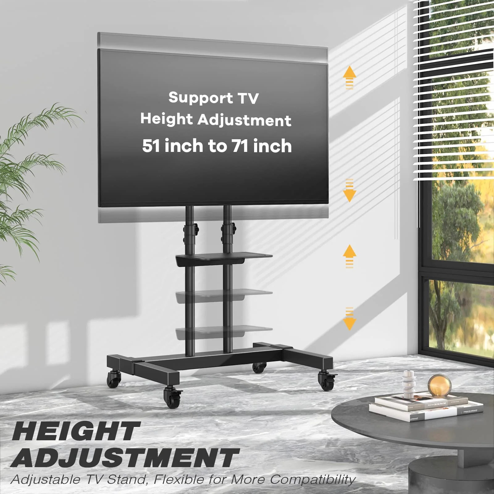 Mobile TV Stand Rolling TV Cart Floor Stand with Mount on Lockable Wheels Height Adjustable, Loading 110 lbs | Bed Bath & Beyond