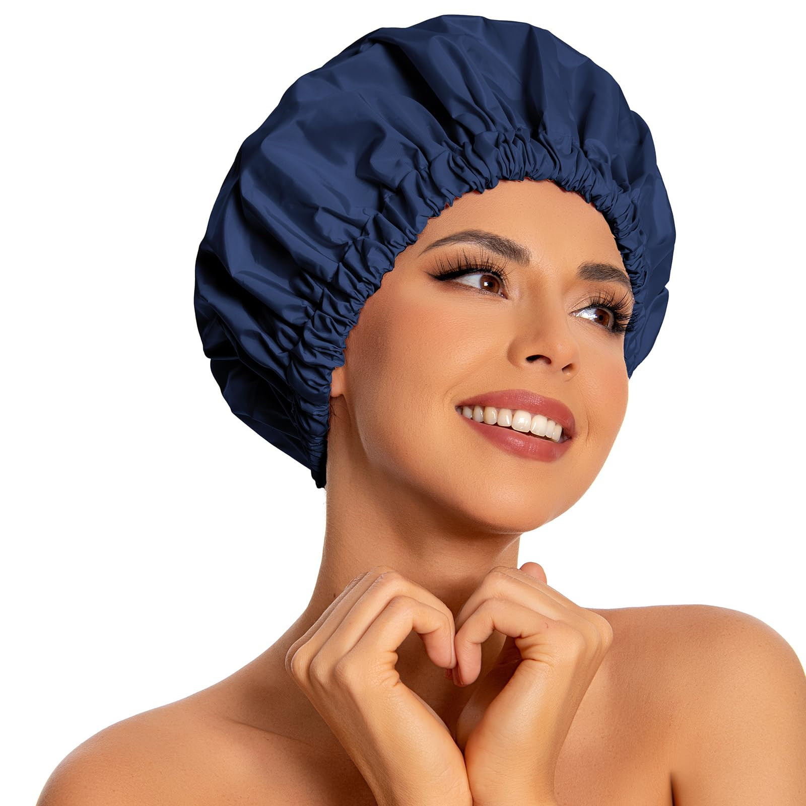 Reusable Shower Cap for Women, Large Waterproof Shower Essentials Bonnet Washable Elastic Band Ba... | Amazon (US)