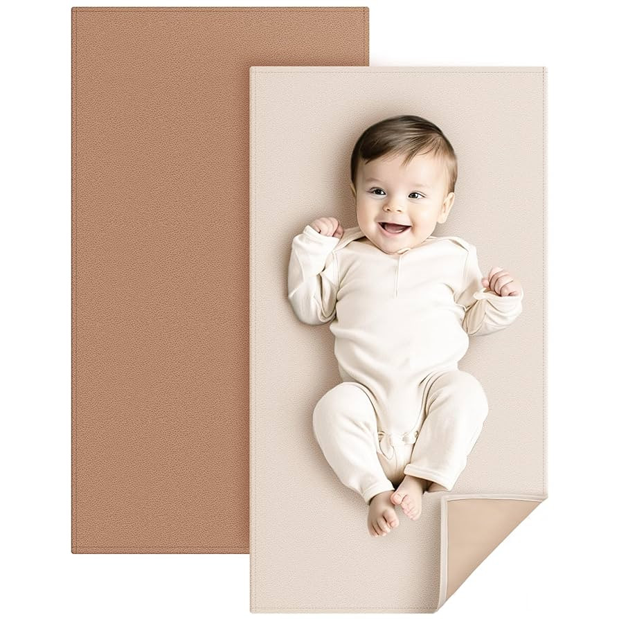 Konssy Faux Leather Baby Changing Mat 2 Pack, Waterproof, Wipeable & Portable Diaper Changing Pad... | Amazon (US)