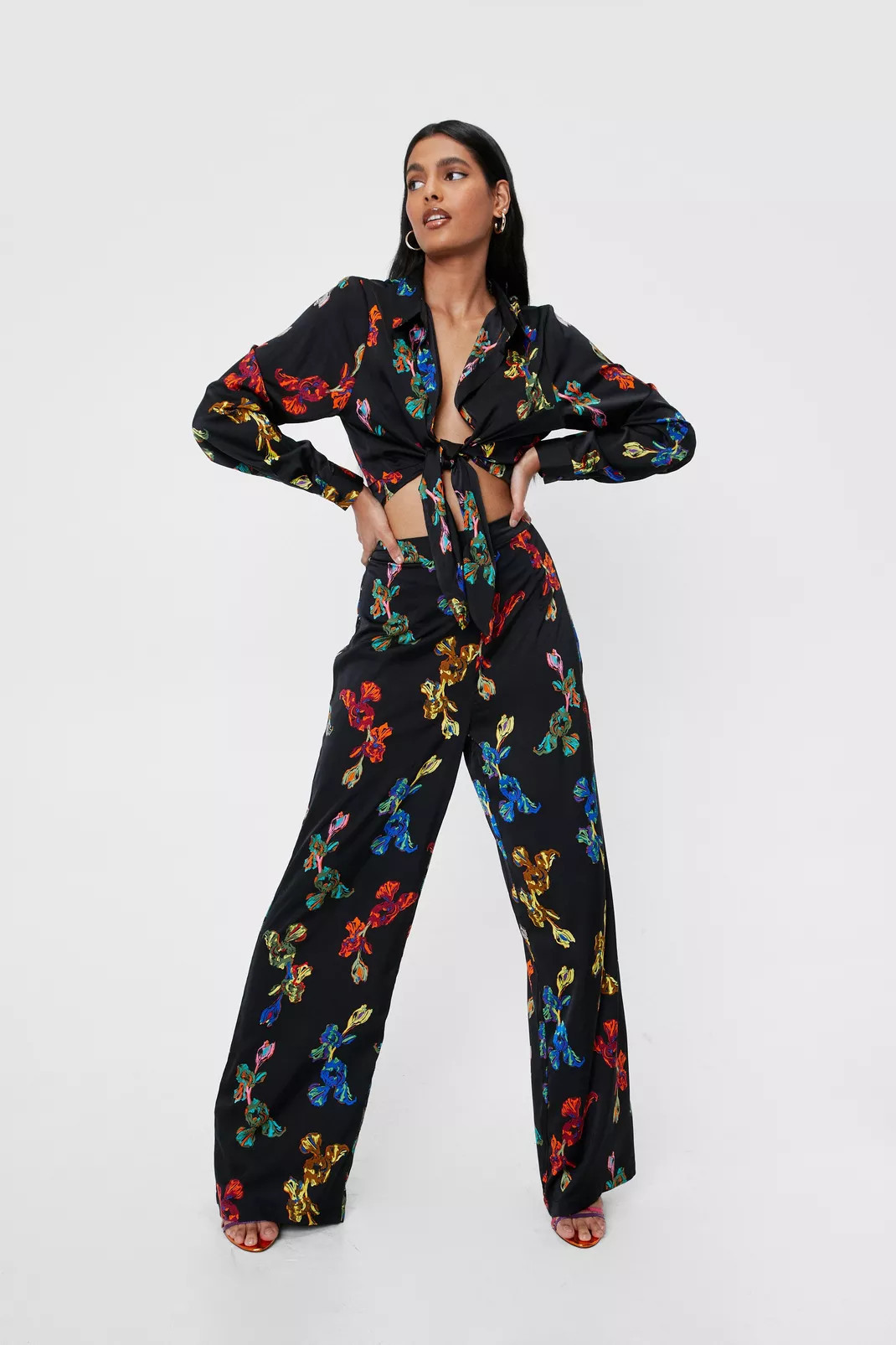 High Waisted Floral Wide Leg Pants | Nasty Gal (US)