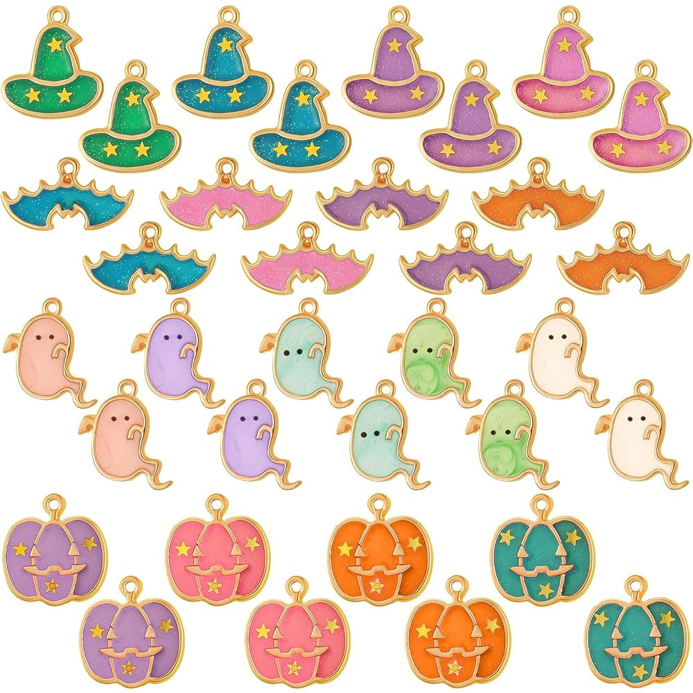 Halloween DIY Charms Halloween Alloy Pendants Pumpkin Ghost Wizard Hat Jewelry Making Charms for ... | Amazon (US)