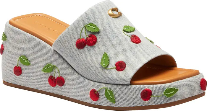 Marie Denim Cherries Platform Wedge Sandal (Women) | Nordstrom