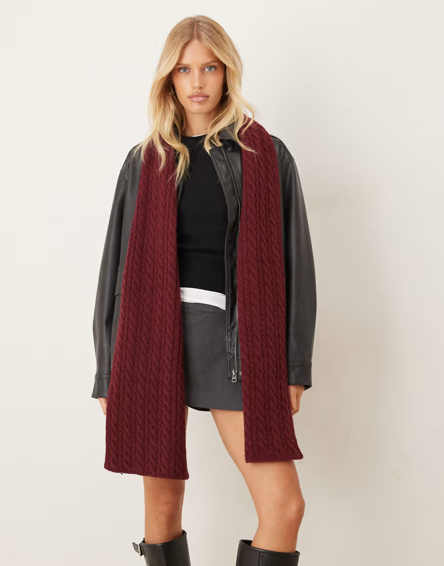 My Accessories cable knit scarf in burgundy-Red | ASOS (Global)
