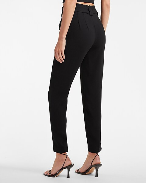 High Waisted Paperbag Ankle Pant | Express
